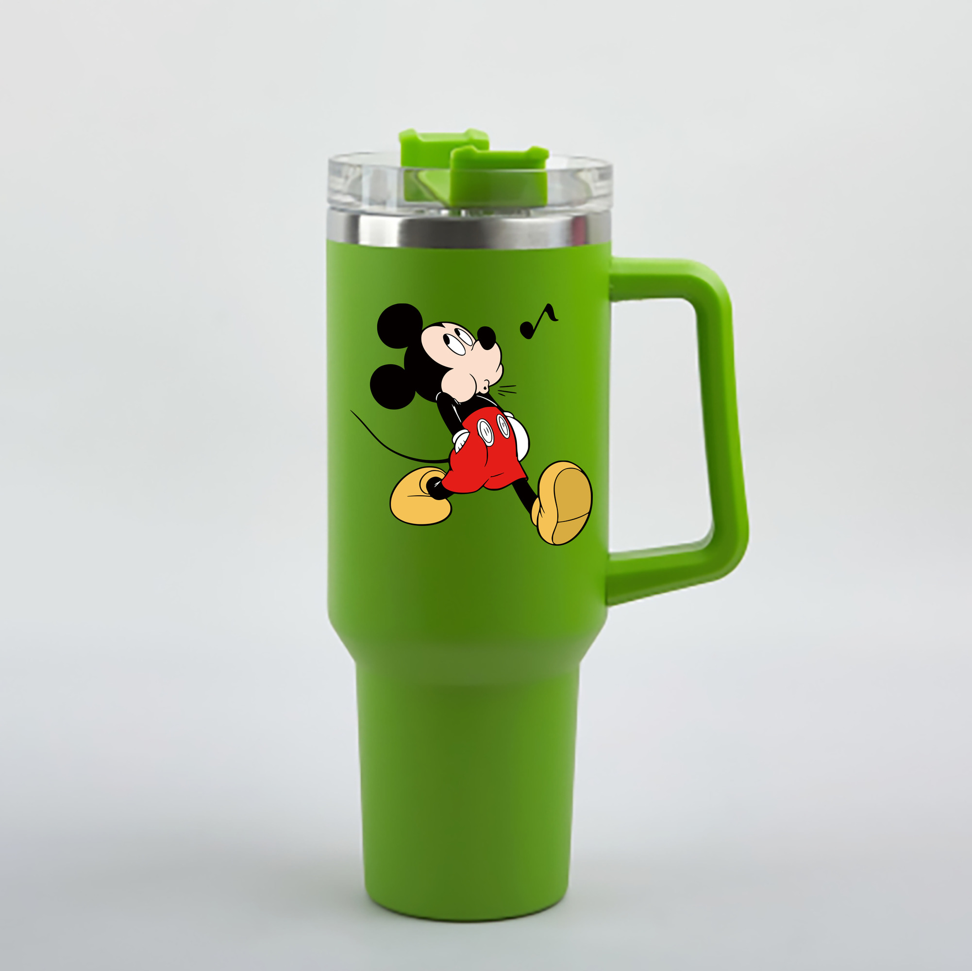 （画像用） ミッキーマウス Mickey Mouse 1200mL車用タンブラー - クリスタルステッカー（プラスチックストロー付き）